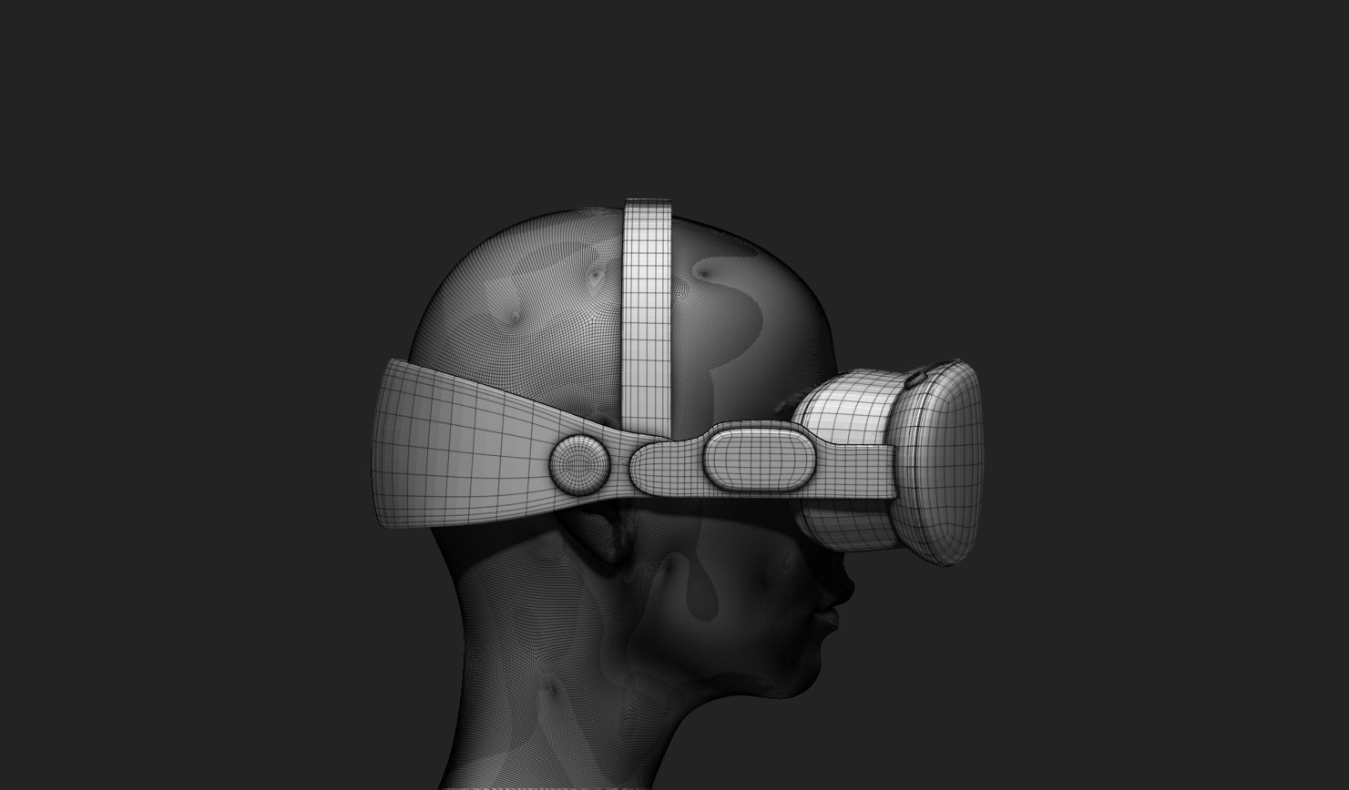 VR Headset and Accessories - VR Vision Pro Style Low-poly 3D model_12