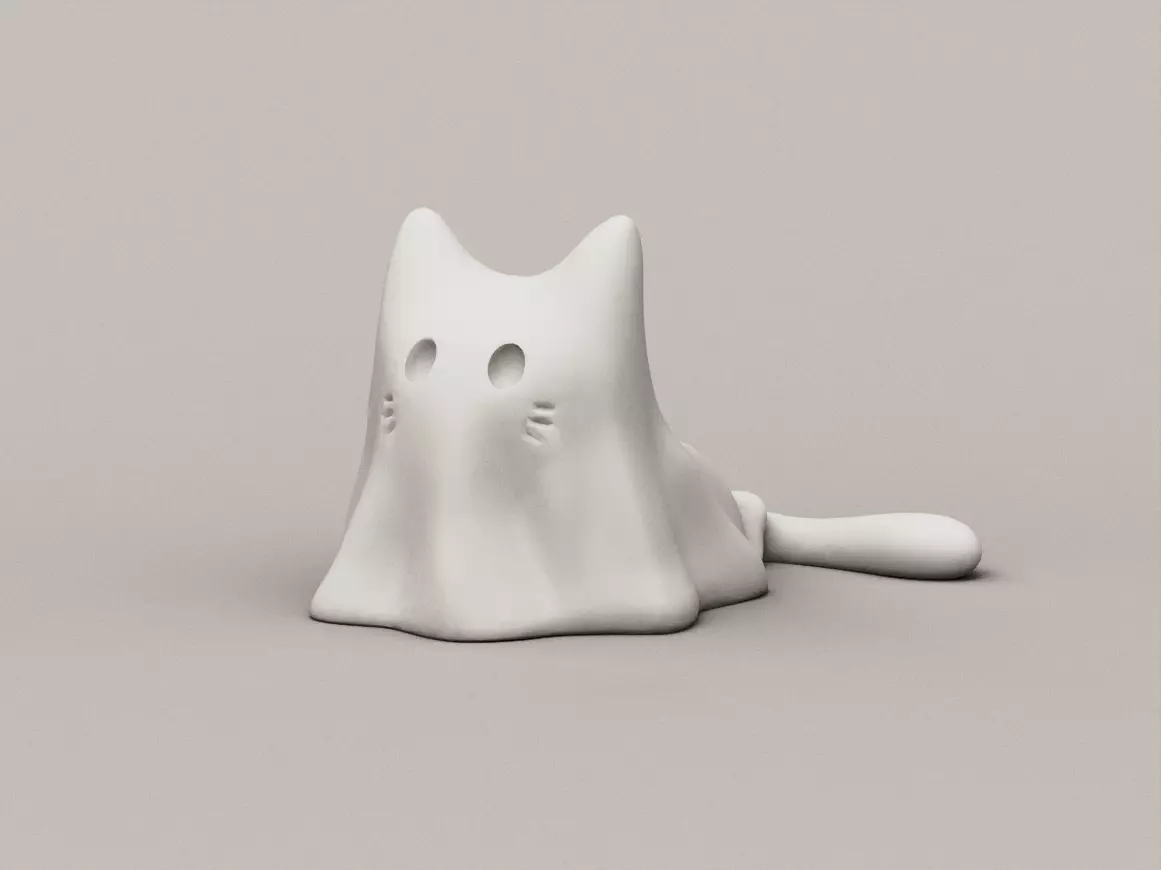 Ghost Costume Cat Halloween 3D Model 3D print model_0