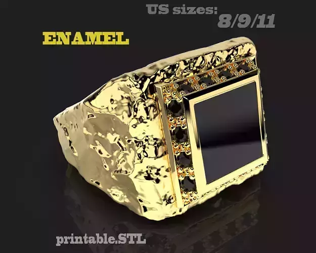 Printable signet ring with enamel STL