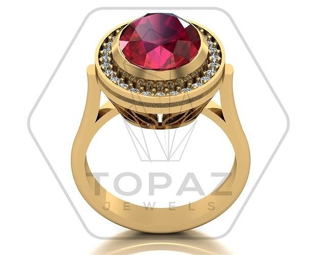 Oval Diamond Wedding Ring 3D Print model 3D print model