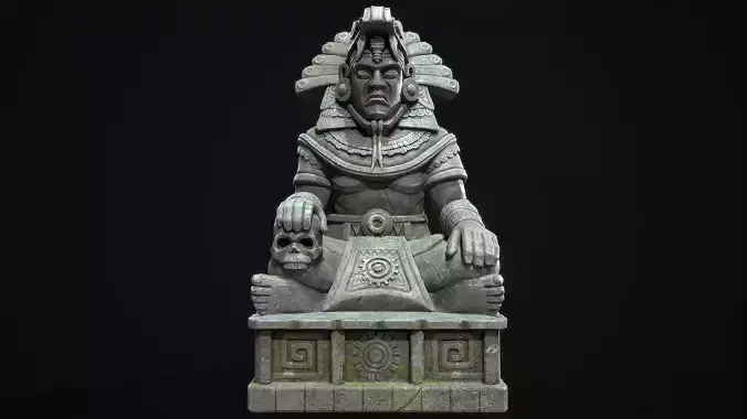 Statue Aztec Quetzalcoatl God Low-poly 3D model