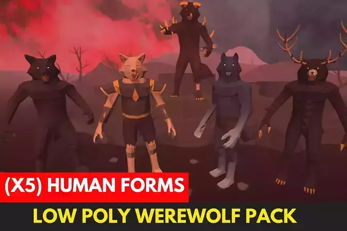 Low Poly Werewolf Pack Low-poly 3D model