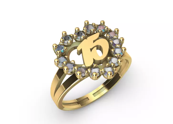 Anillo de 15 para dama-mujer -v- 3D print model