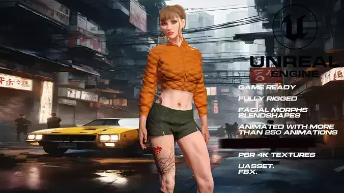 Casual girl full rigged - game ready - animated 