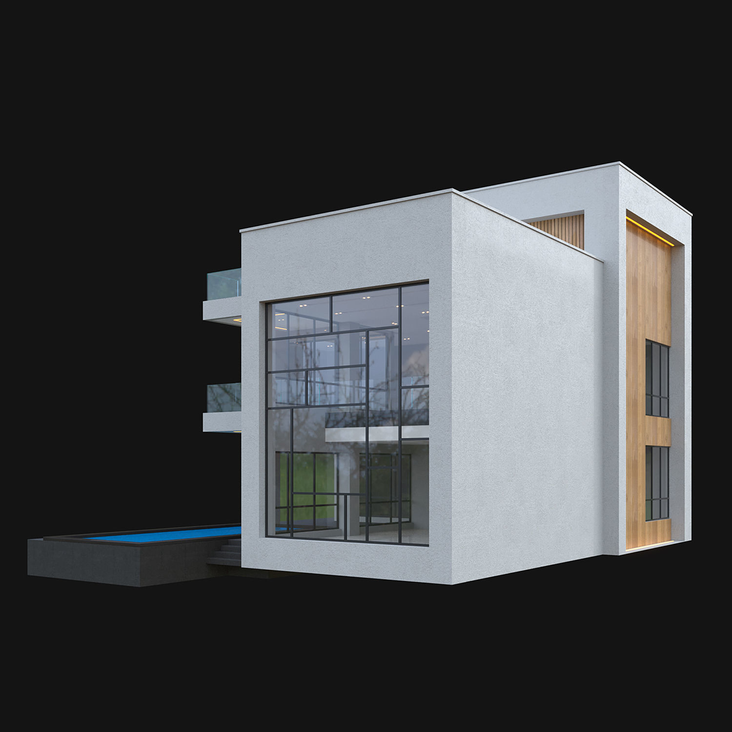 Modern Villa 01 3D model_2
