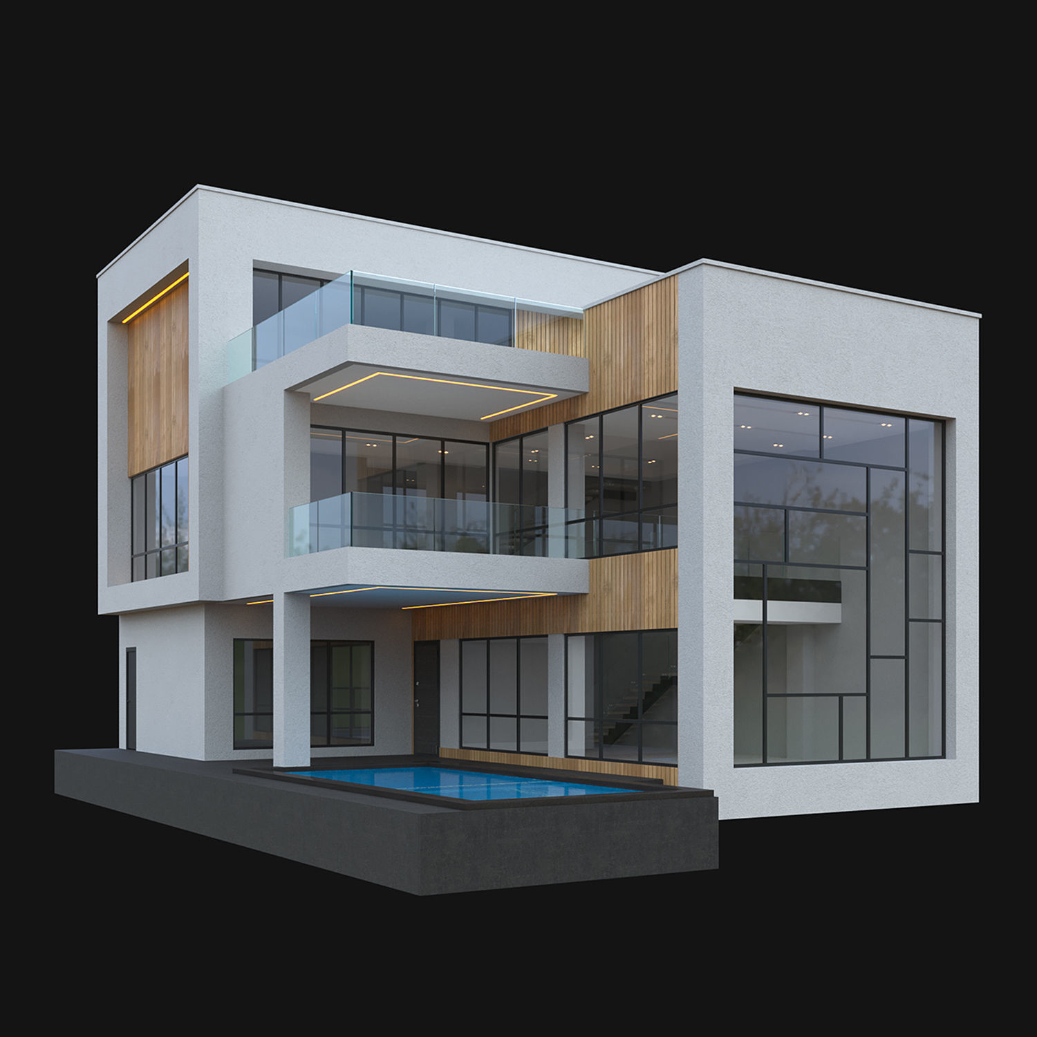 Modern Villa 01 3D model_1