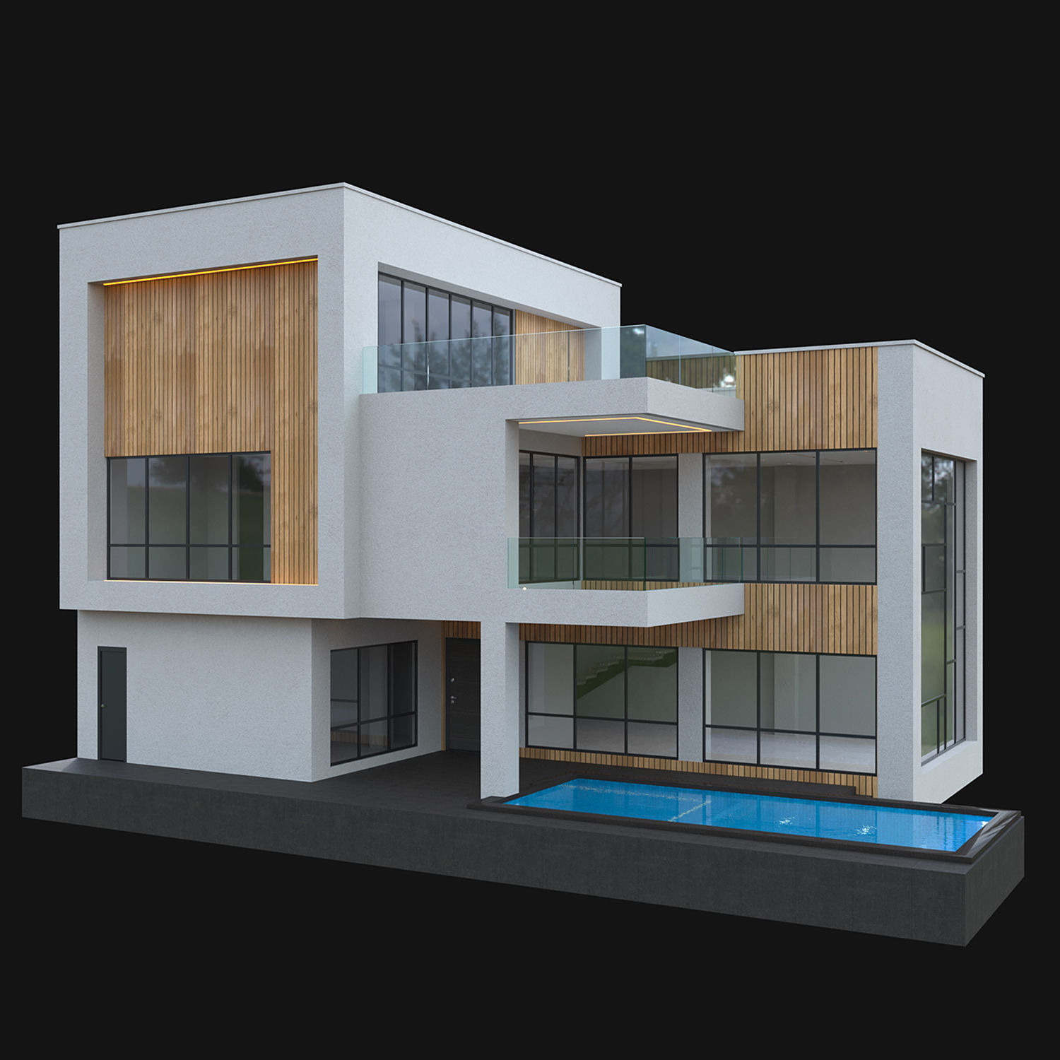 Modern Villa 01 3D model_3