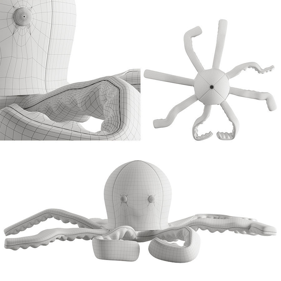 Teddy Octopus - Animated Asset 3D model_2