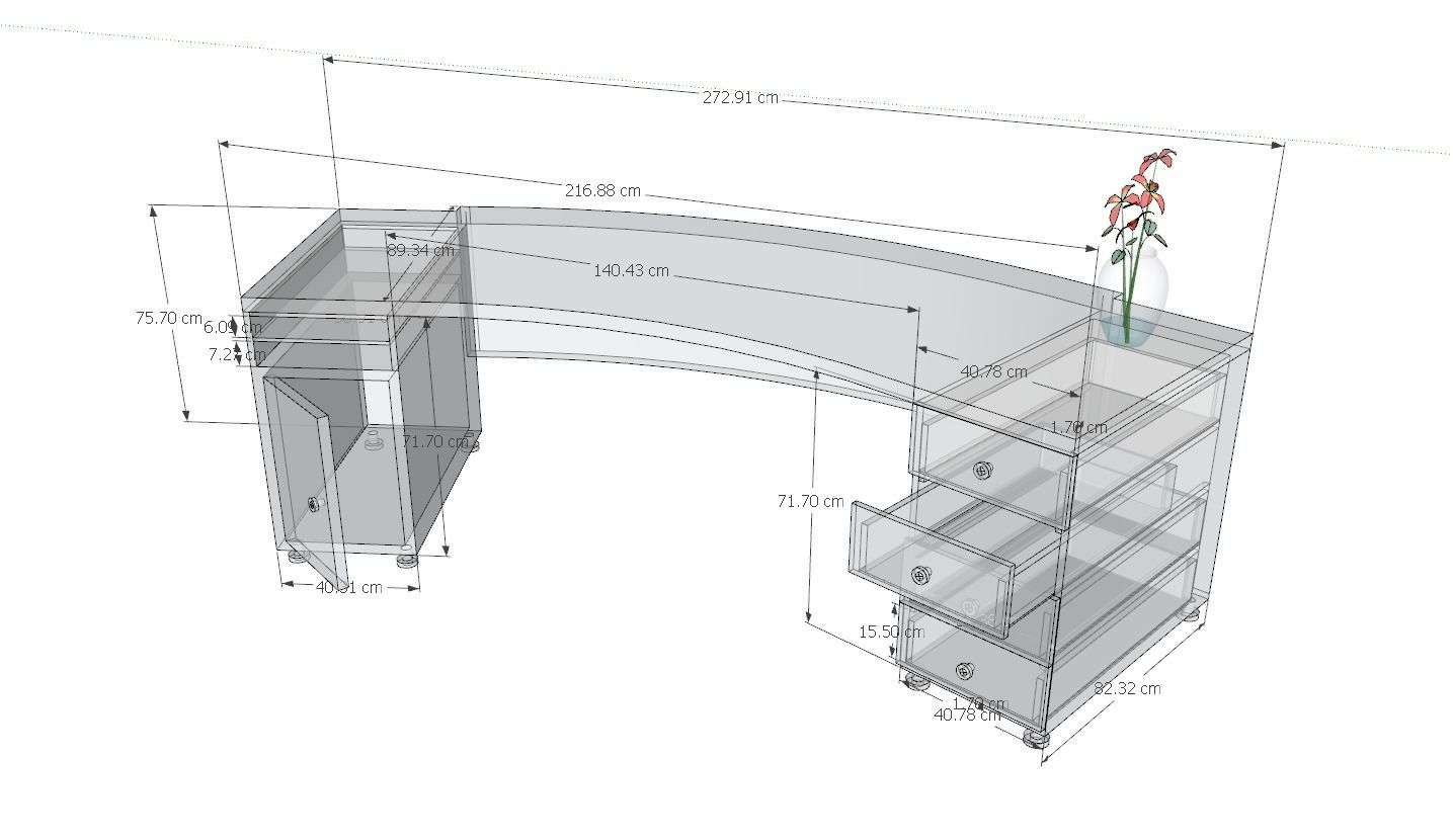 Office  wood Low-poly 3D model_6