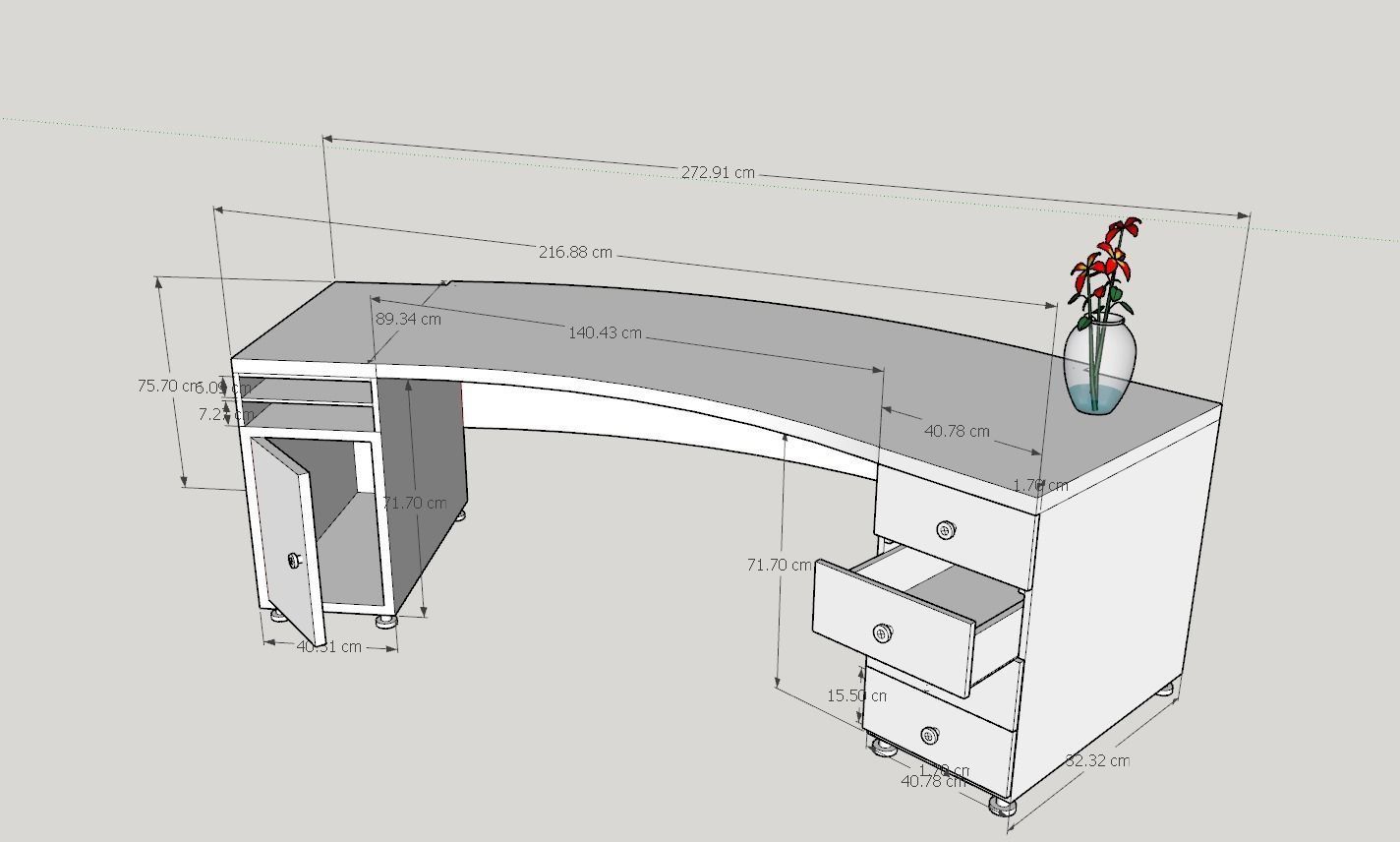 Office  wood Low-poly 3D model_5