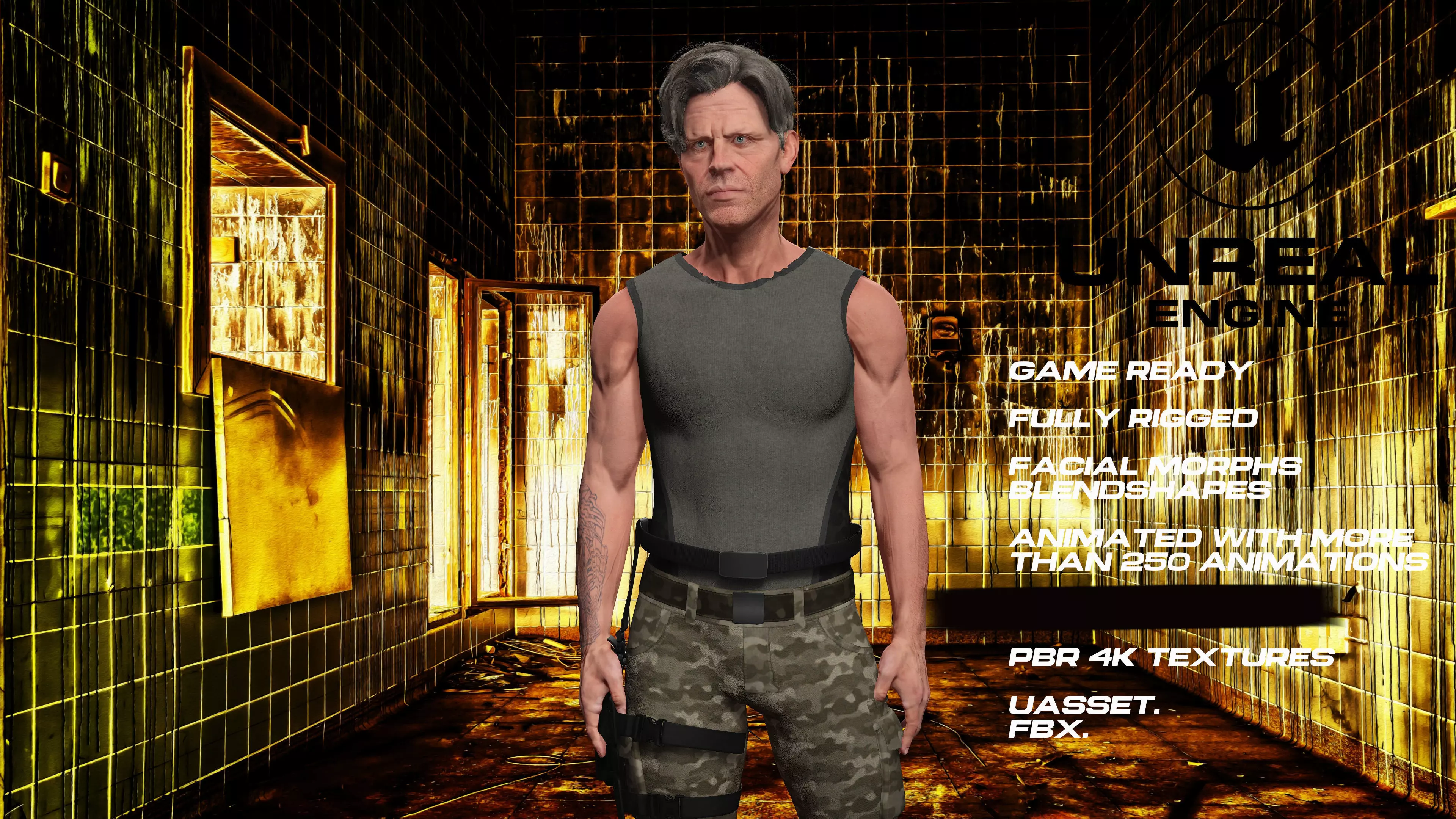 Zombie Hunter full rigged - game ready - animated Low-poly 3D model_0