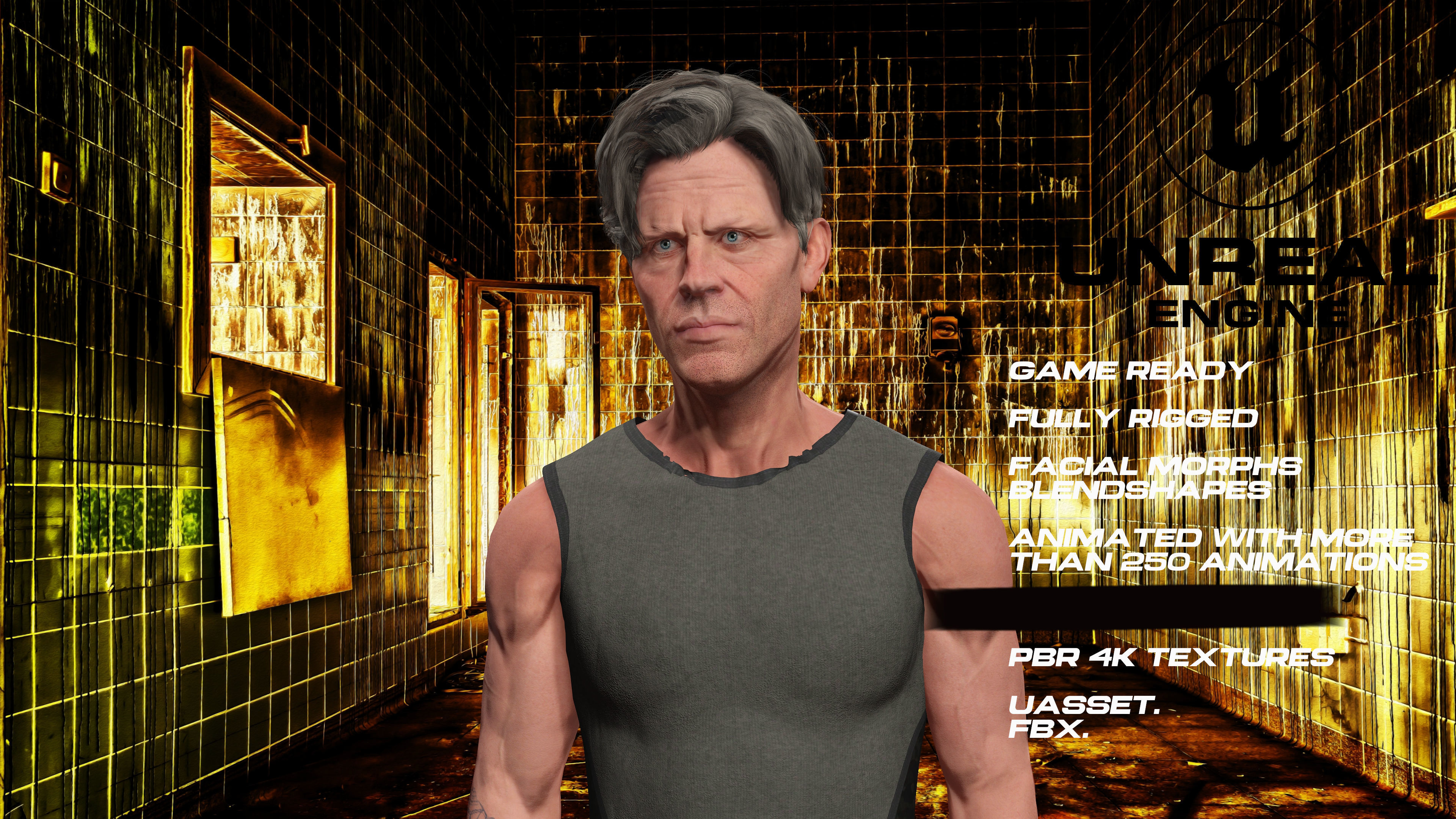 Zombie Hunter full rigged - game ready - animated Low-poly 3D model_4