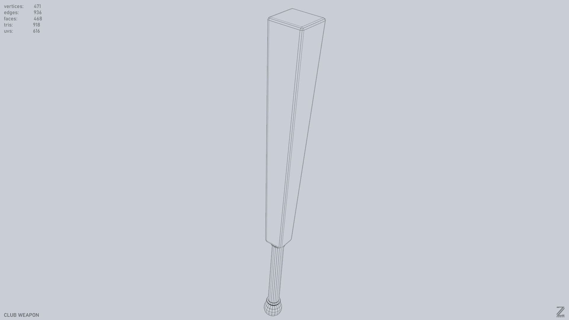 Club weapon Low-poly 3D model_11