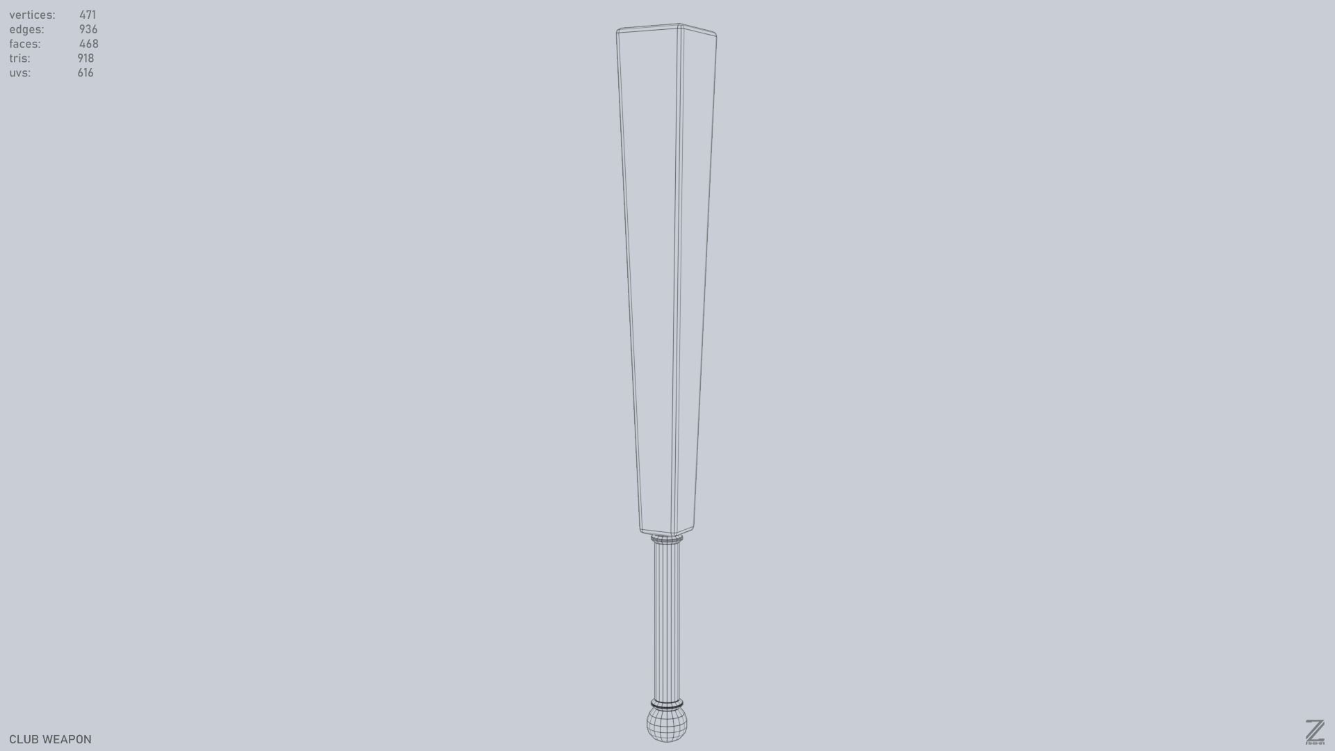 Club weapon Low-poly 3D model_4