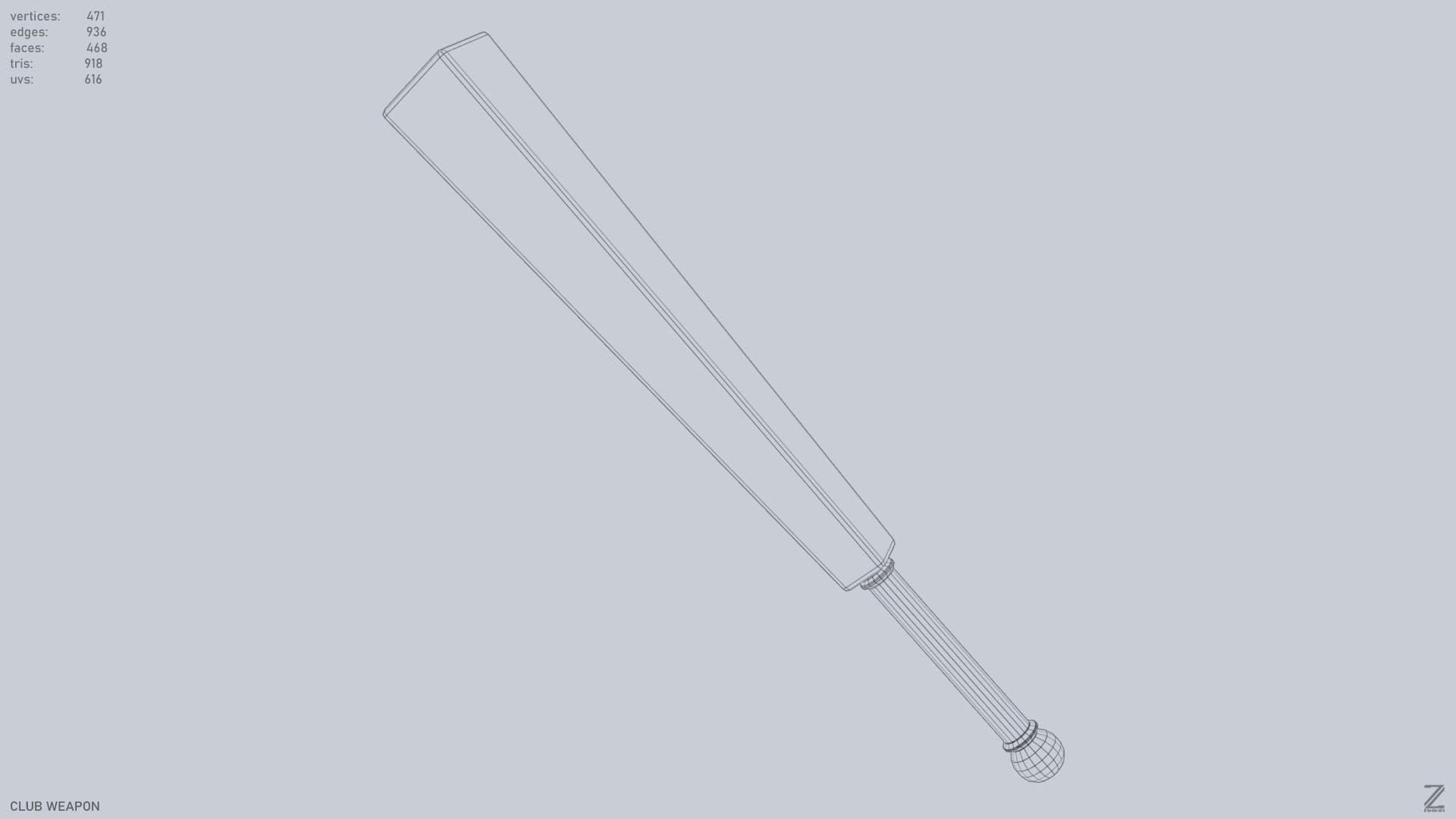 Club weapon Low-poly 3D model_10