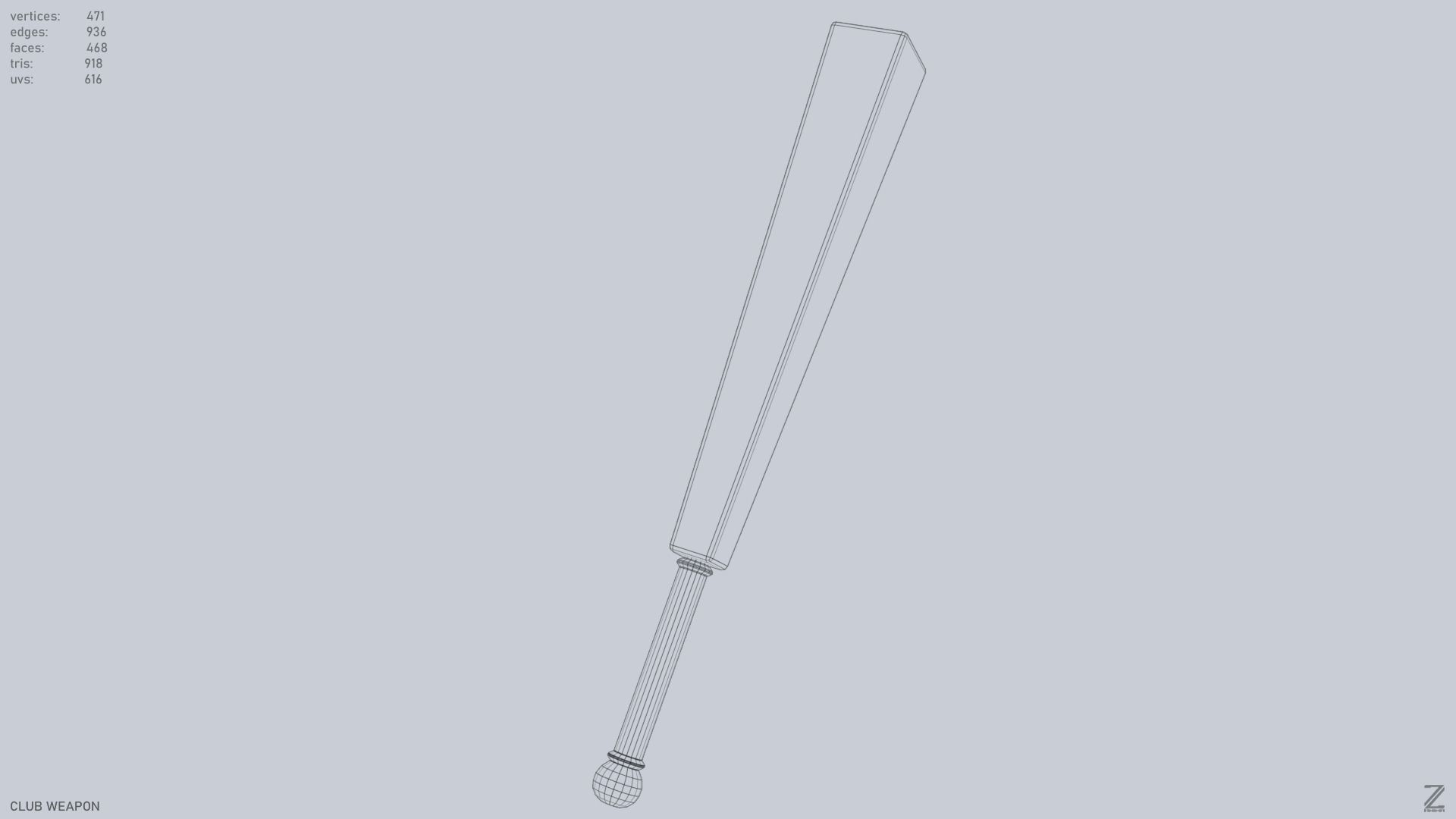 Club weapon Low-poly 3D model_14