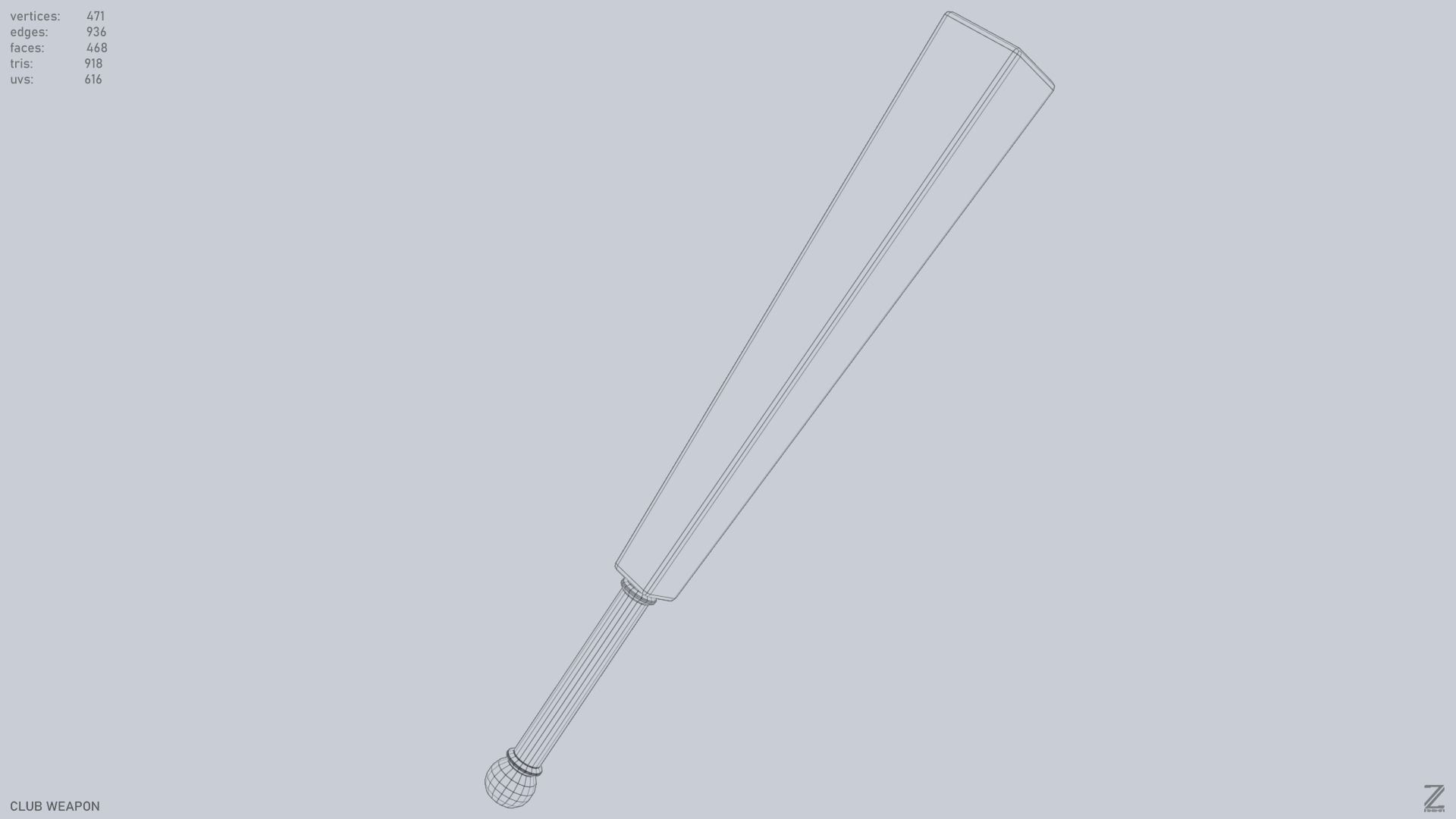 Club weapon Low-poly 3D model_15