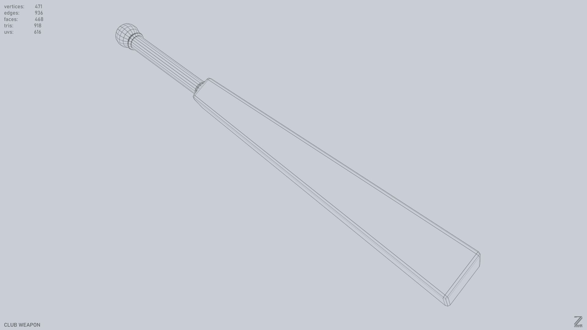 Club weapon Low-poly 3D model_13