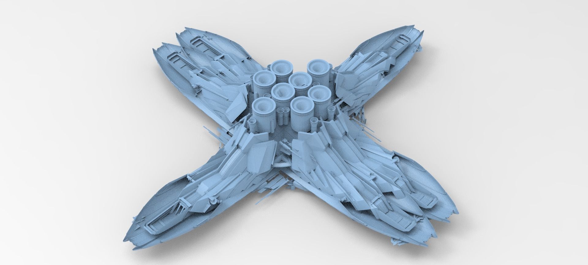 Floating cyber jets cells 3 3D model_1
