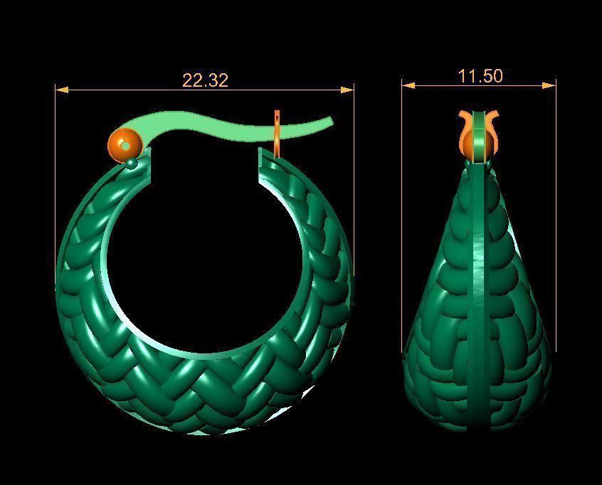 Fusion earring 3D print model_1