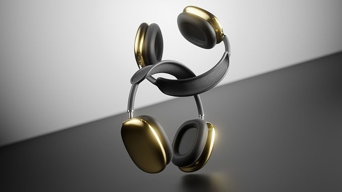 Luxury Gold Over-Ear Headphones 3D Model 3D model