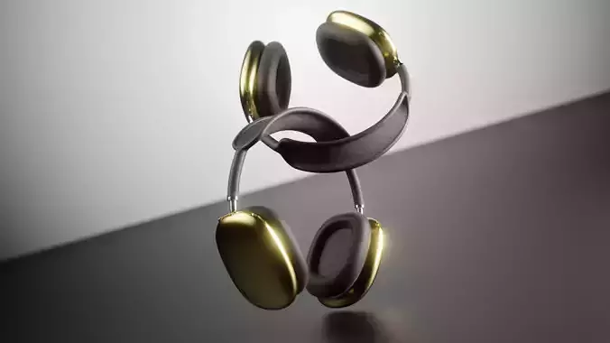 Luxury Gold Over-Ear Headphones - Premium 3D Model 3D model