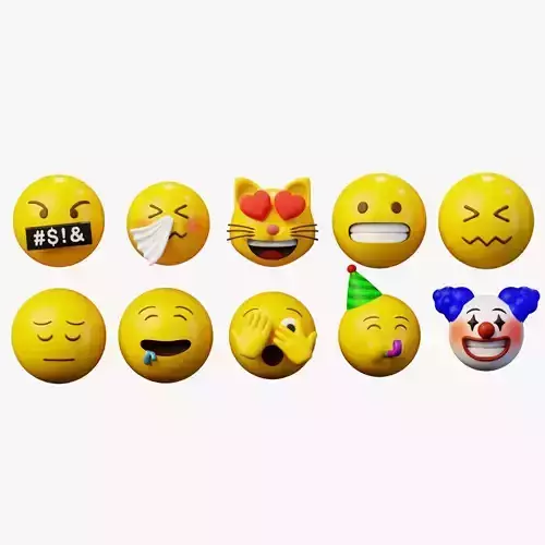 10 Emoticon Yellow Ball Pack Part 6 3D model