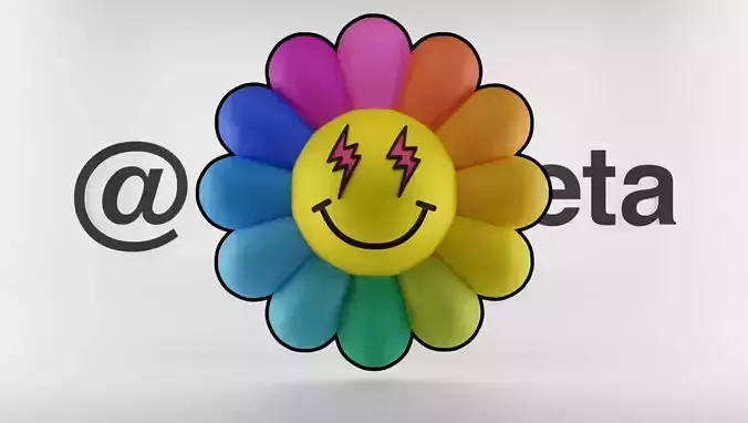 J Balvin x Takashi Murakami Flower Textured Low-poly 3D model