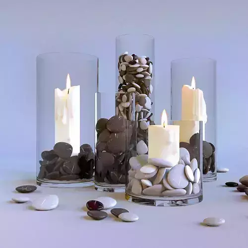 candles in glass flasks