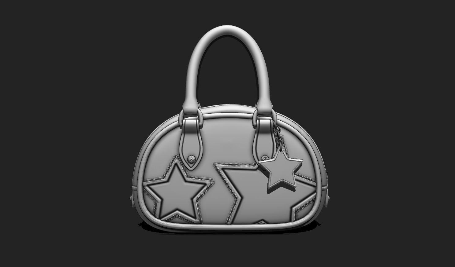 Handbag with Keychain - Star Details Low-poly 3D model_1