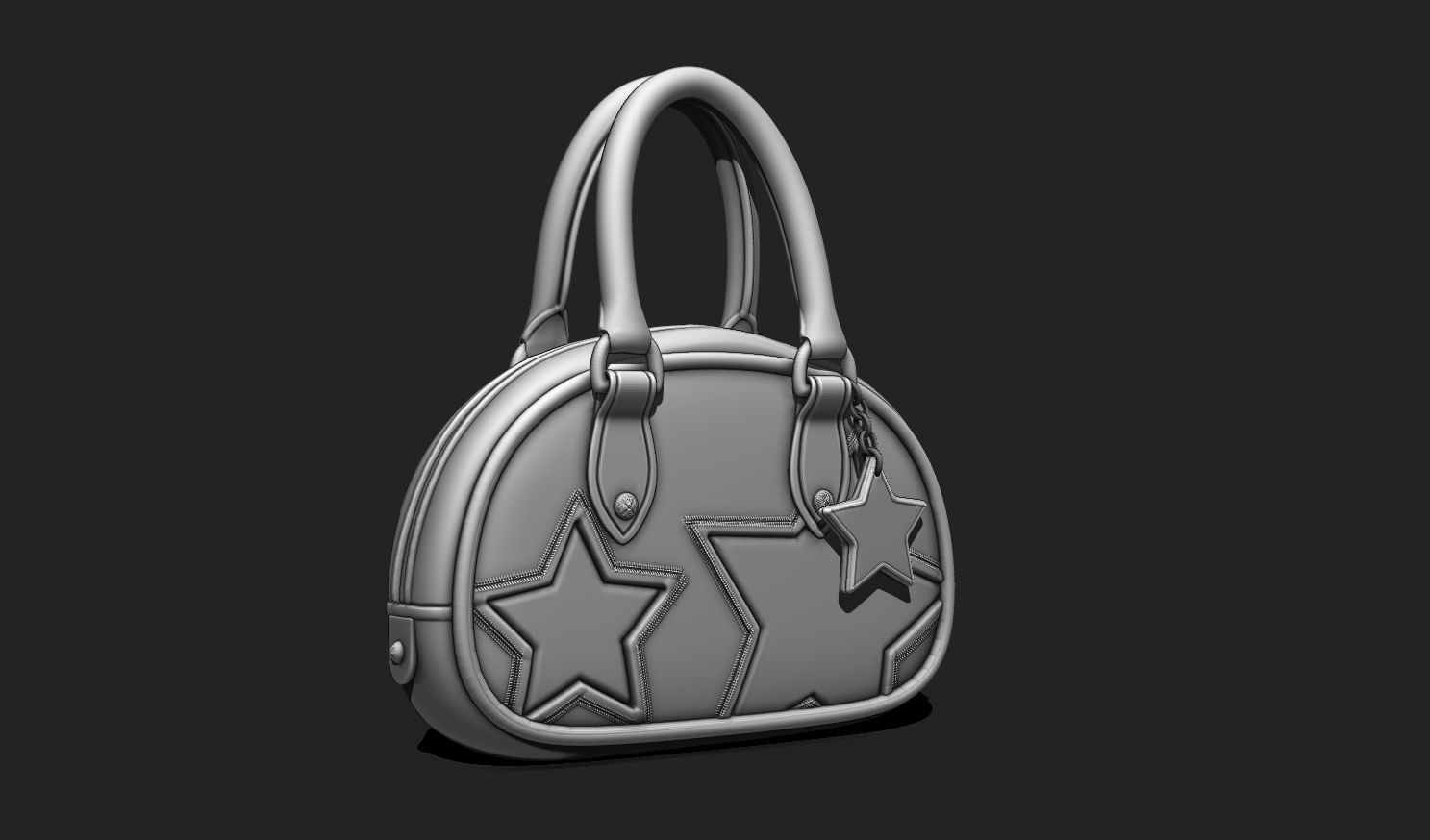 Handbag with Keychain - Star Details Low-poly 3D model_2