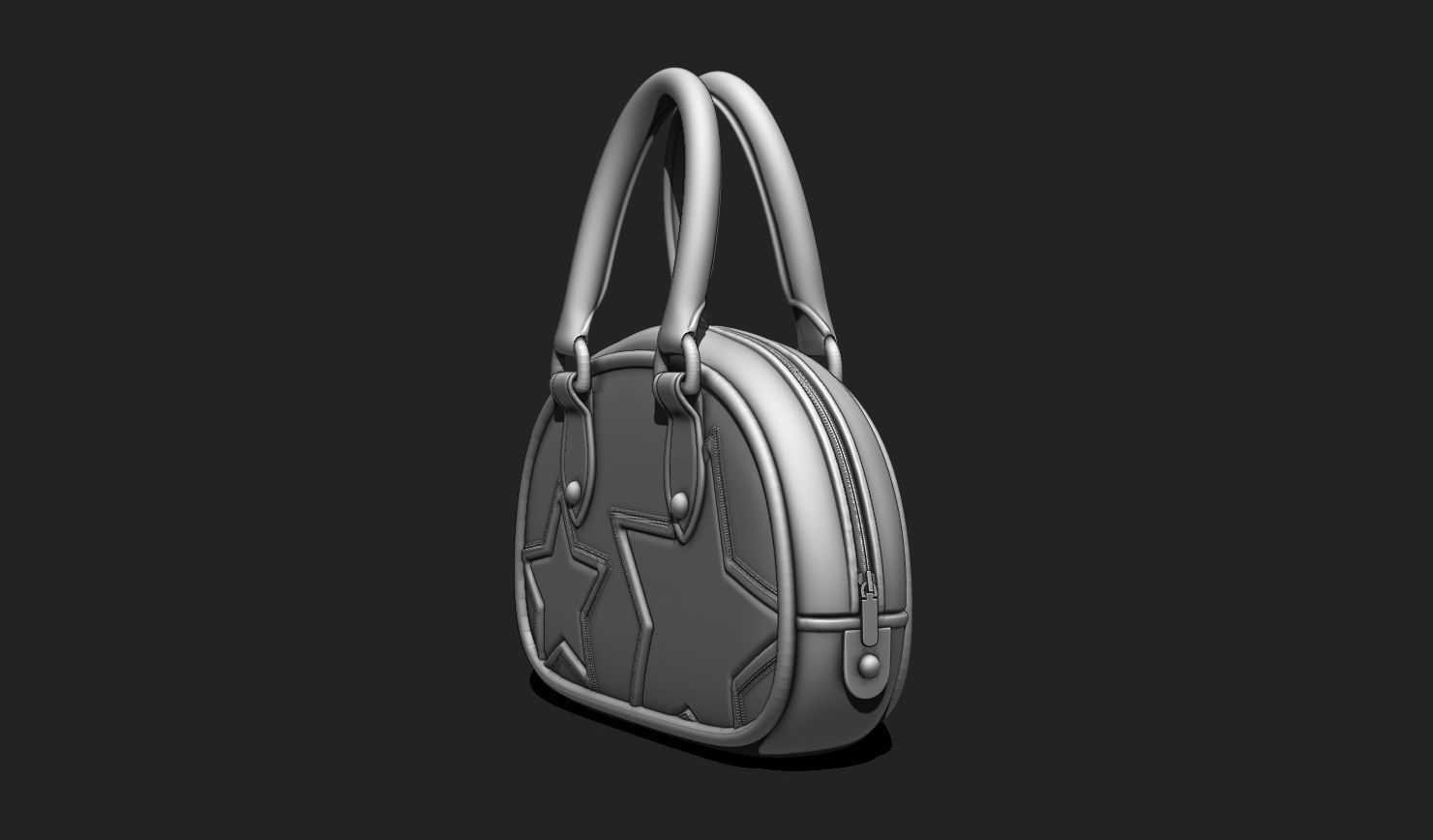 Handbag with Keychain - Star Details Low-poly 3D model_3
