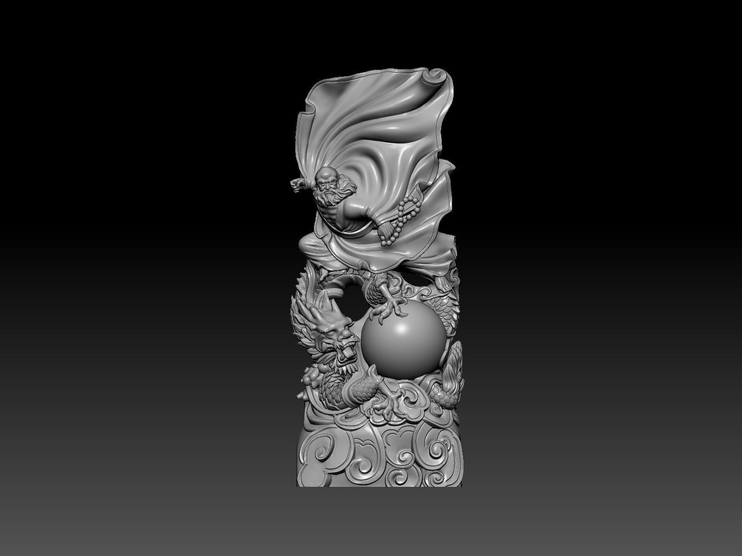 Statue of Dharma riding a dragon 3D print model_1