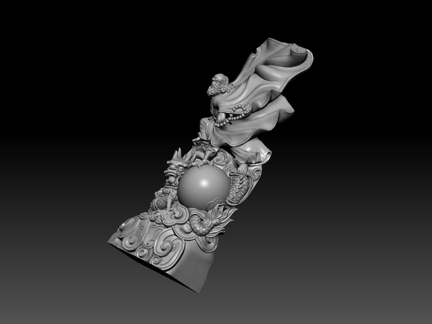 Statue of Dharma riding a dragon 3D print model_6