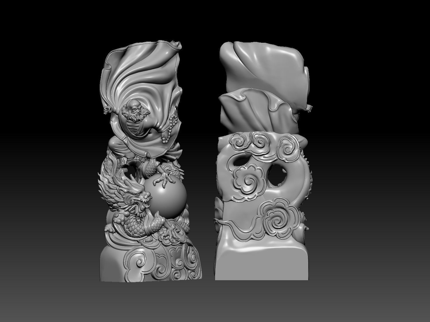 Statue of Dharma riding a dragon 3D print model_8