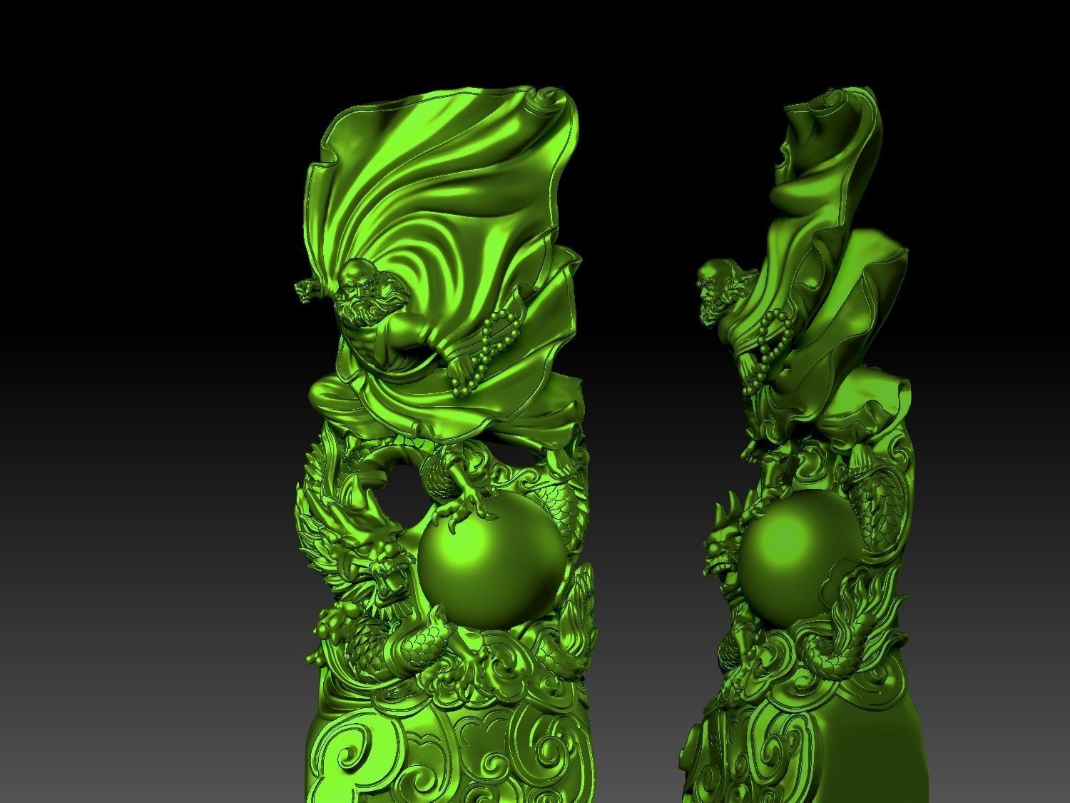 Statue of Dharma riding a dragon 3D print model_4