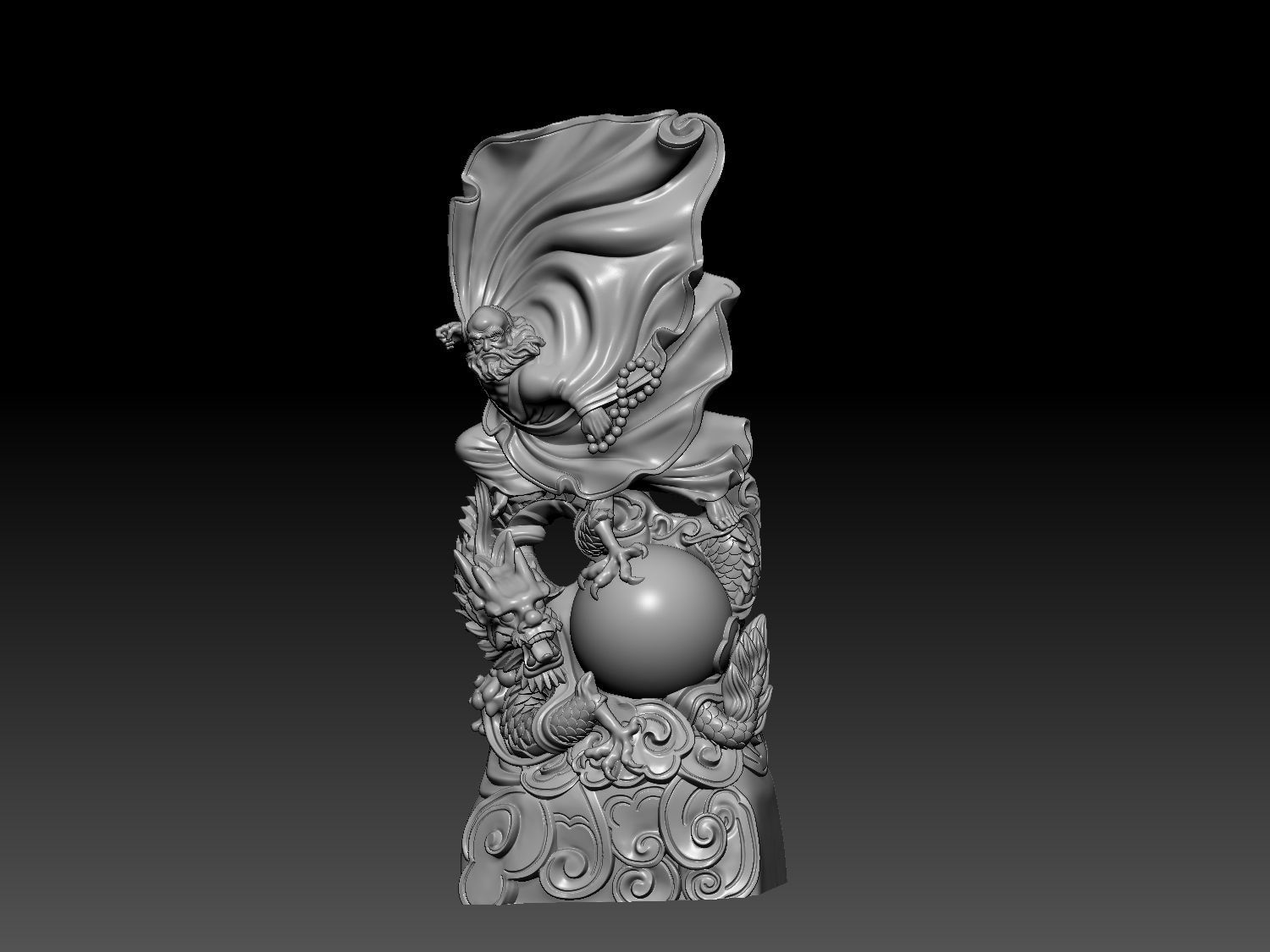 Statue of Dharma riding a dragon 3D print model_5