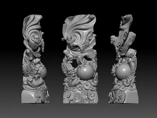 Statue of Dharma riding a dragon 3D print model