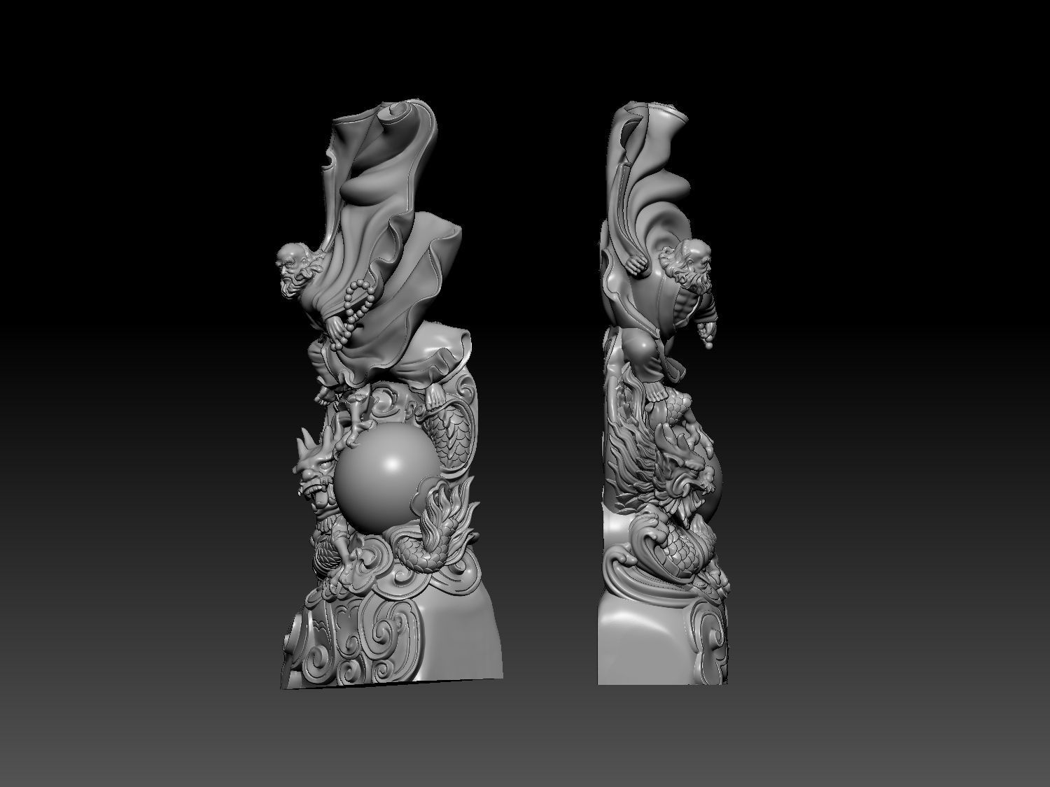 Statue of Dharma riding a dragon 3D print model_9