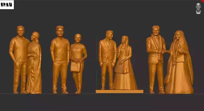 married couple miniature 3D print model