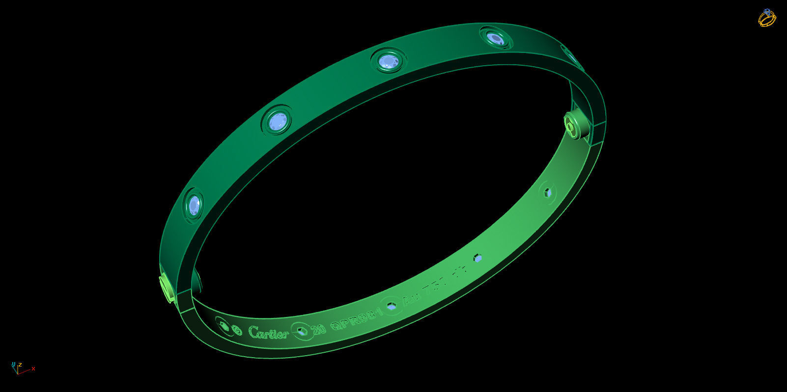 Love Bracelet 20 Size Full Gem 3D print model_7