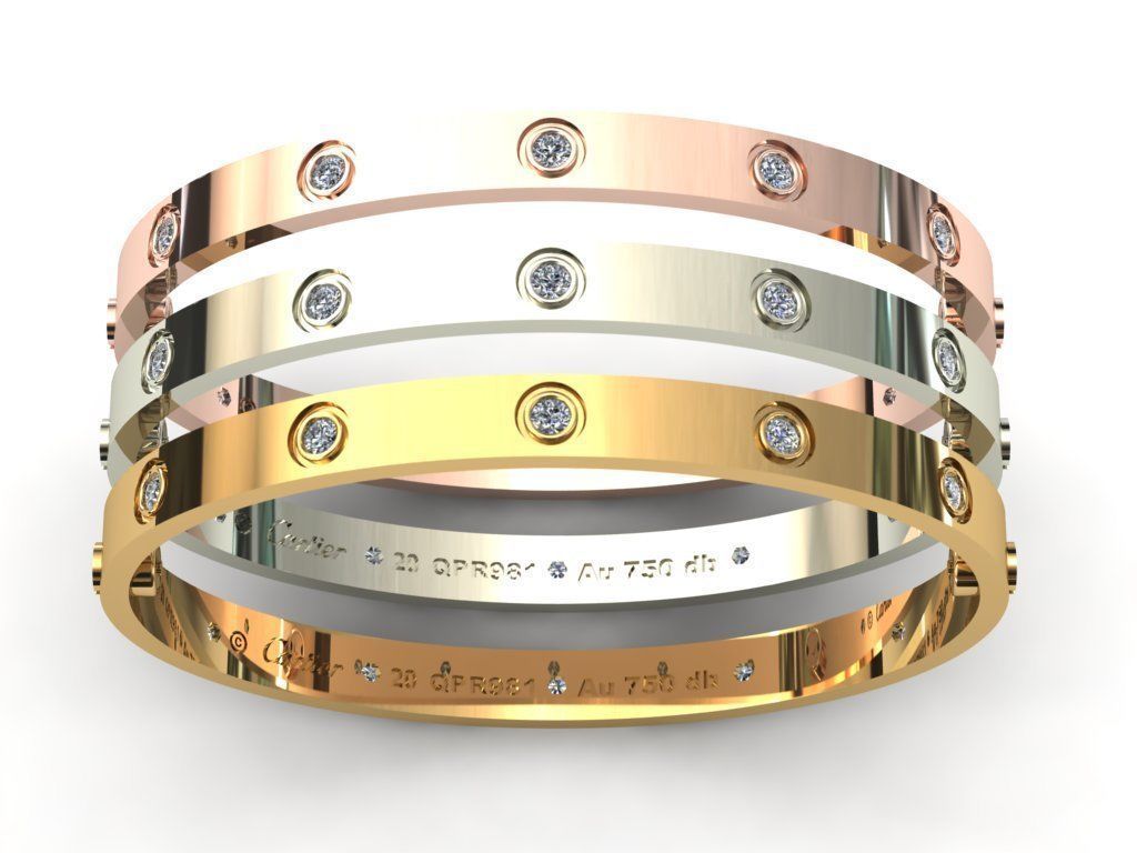 Love Bracelet 20 Size Full Gem 3D print model_6