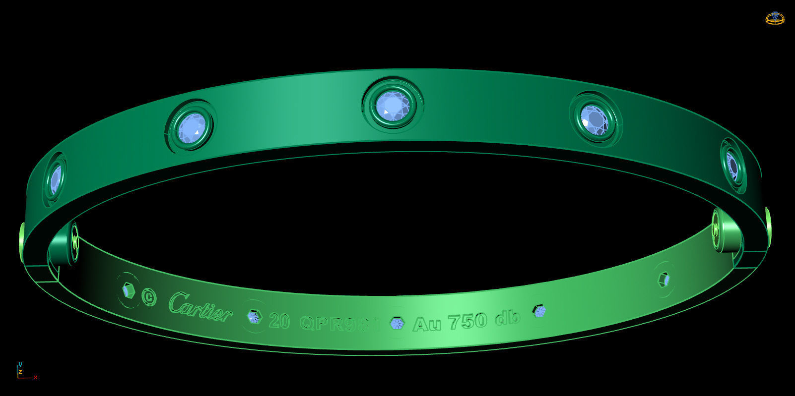 Love Bracelet 20 Size Full Gem 3D print model_8