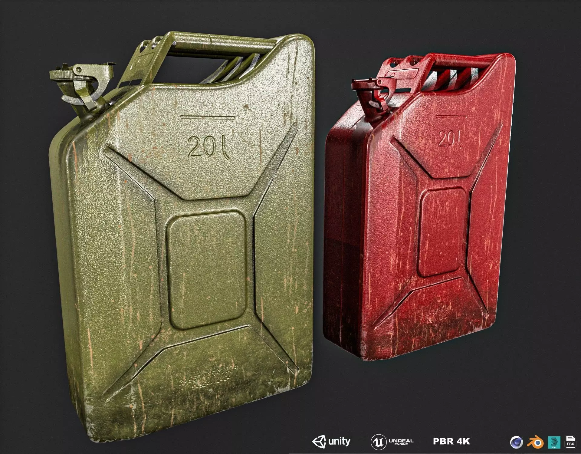 20l fuel tank 2 Types Low-poly 3D model