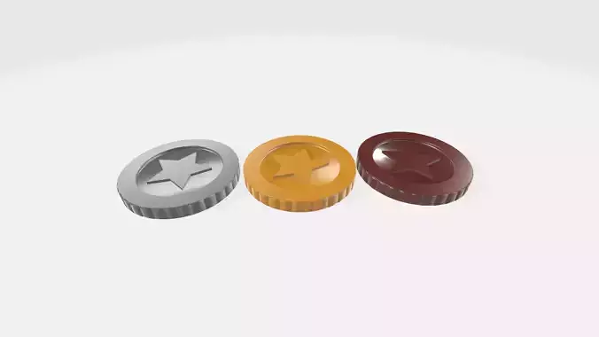 Gold Silver Bronze Star Coin