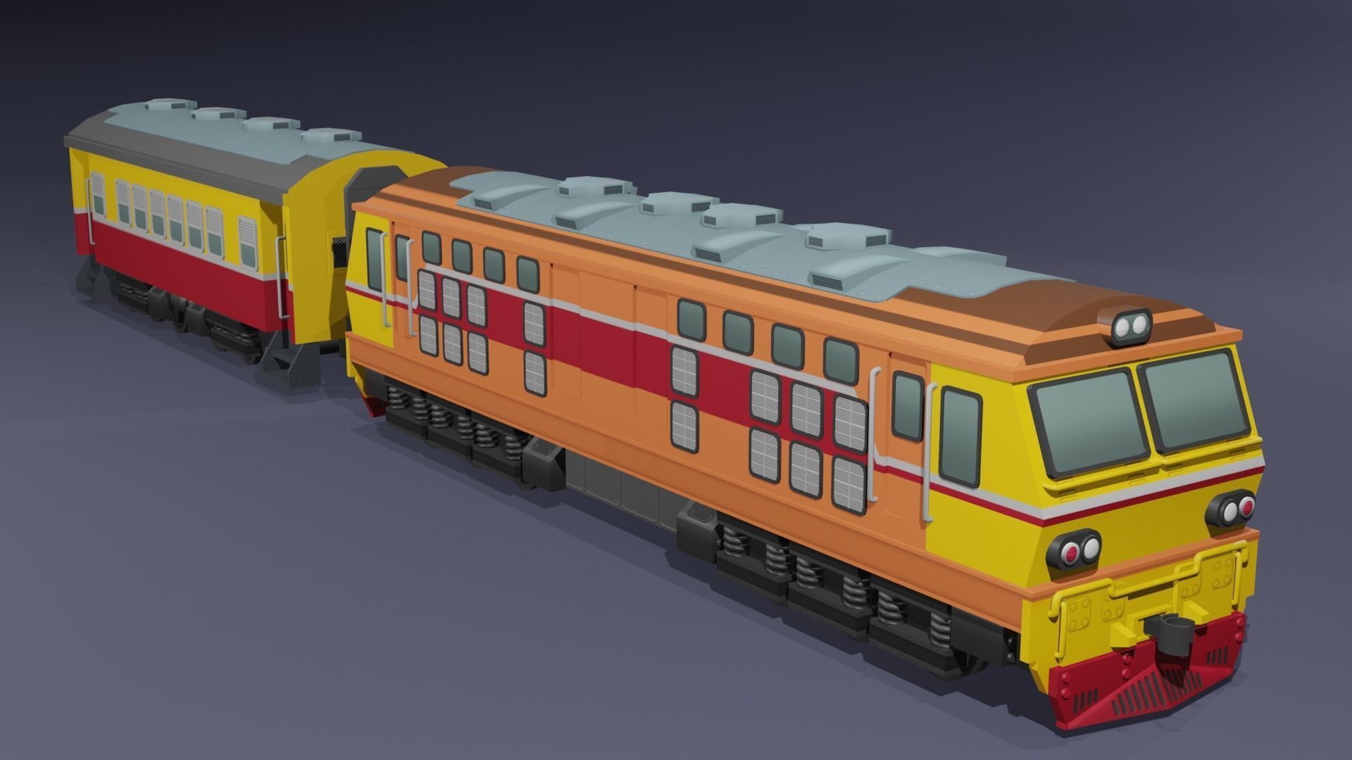 Special Express Train cartoon lowpoly 3D model_15