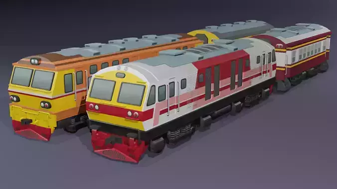 Special Express Train cartoon lowpoly