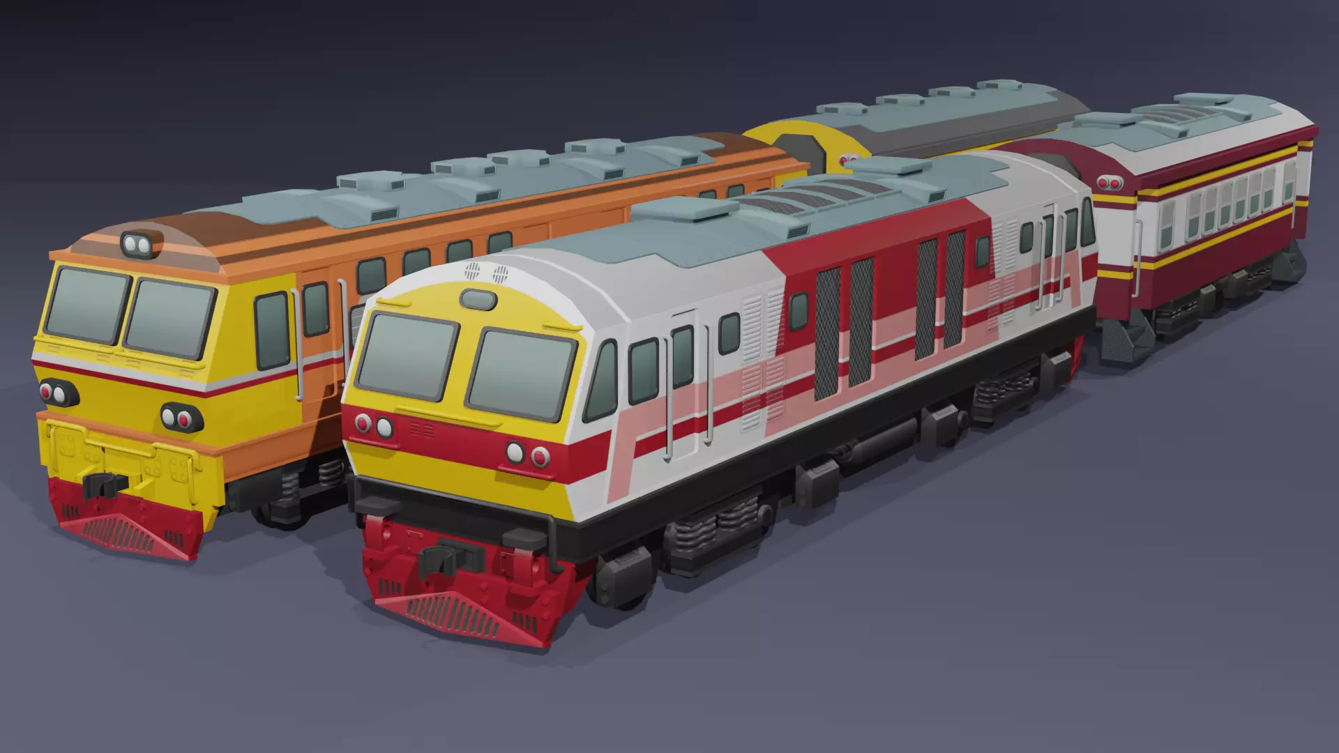 Special Express Train cartoon lowpoly 3D model_0