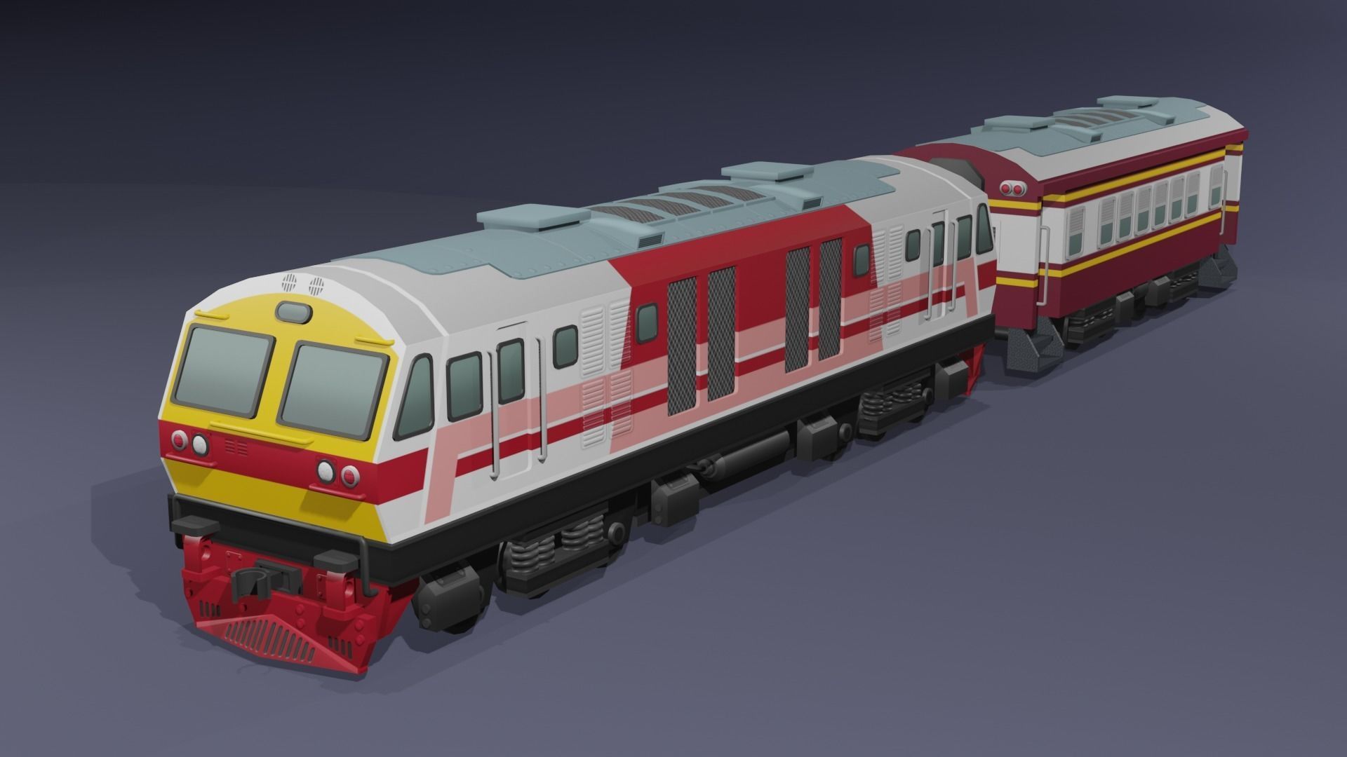 Special Express Train cartoon lowpoly 3D model_1