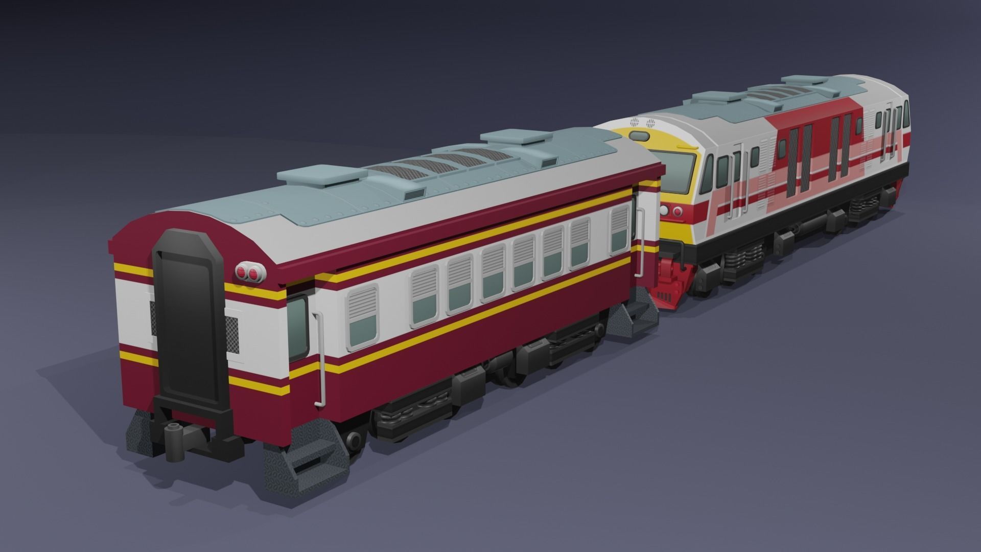 Special Express Train cartoon lowpoly 3D model_9